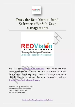Does the Best Mutual Fund Software offer Sub-User Management