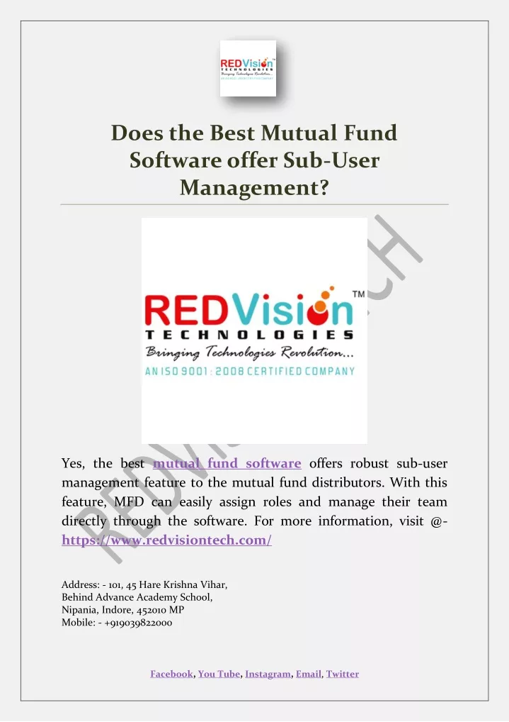 does the best mutual fund software offer sub user