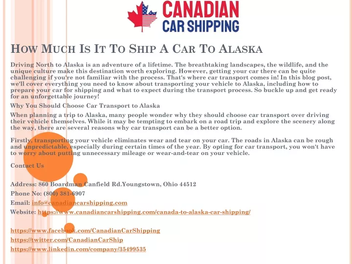 how much is it to ship a car to alaska