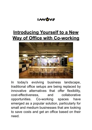 Exploring the World of Co working; Embracing a Fresh Office Experience