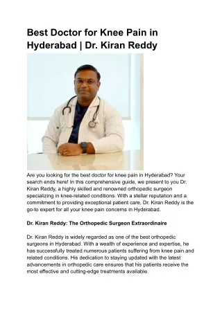 Best Doctor for Knee Pain in Hyderabad _ Dr.Kiran Reddy