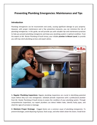 Preventing Plumbing Emergencies: Maintenance and Tips