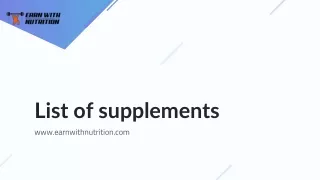 List of supplements | Earn With Nutrition | Vitamins