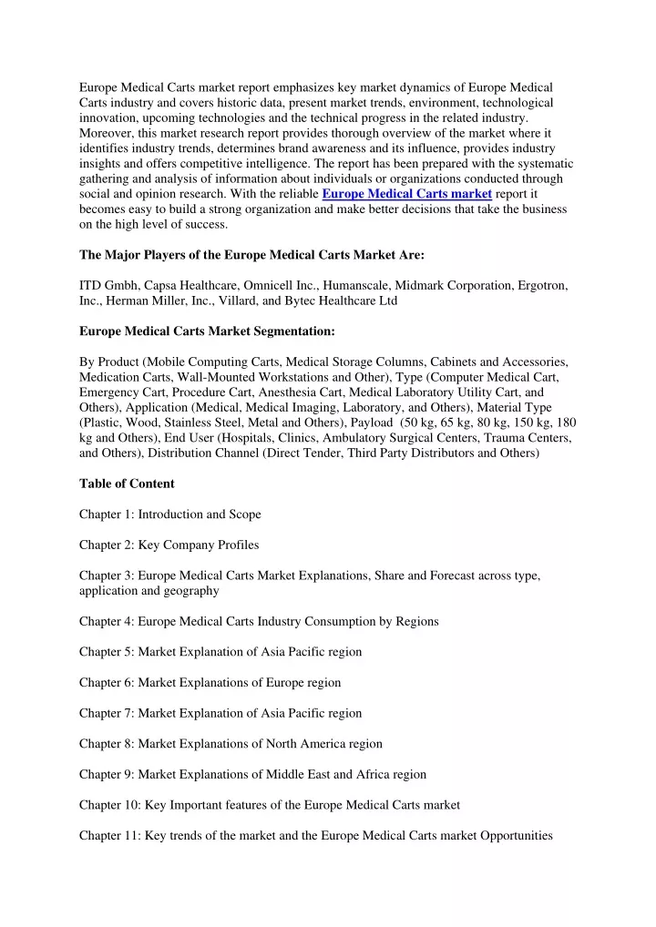 europe medical carts market report emphasizes