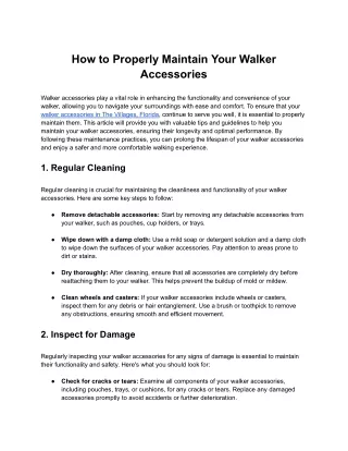how to properly maintain your walker accessories