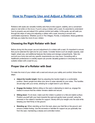 how to properly use and adjust a rollator with