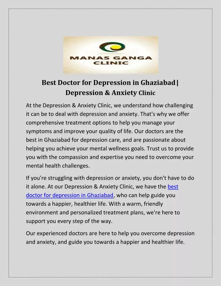 best doctor for depression in ghaziabad