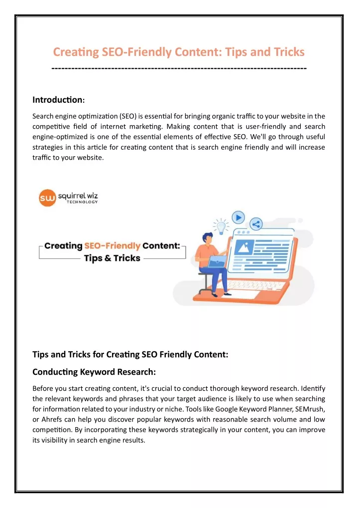creating seo friendly content tips and tricks