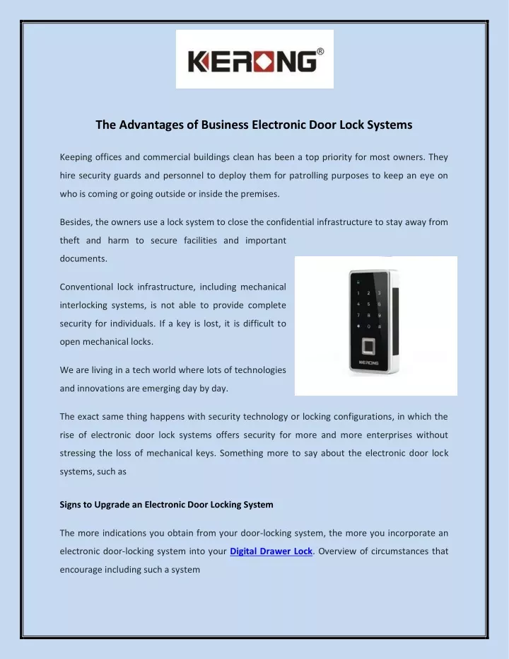 the advantages of business electronic door lock
