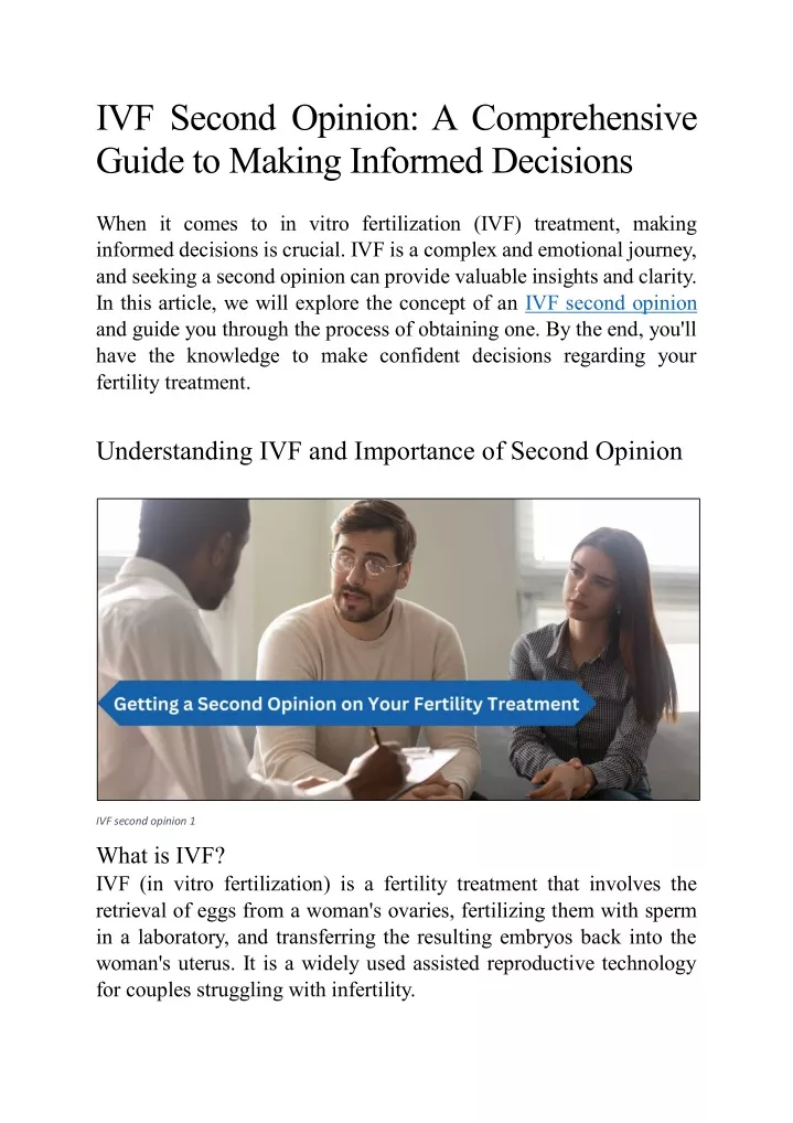 ivf second opinion a comprehensive guide
