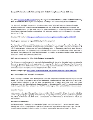 geospatial analytics market to achieve a high
