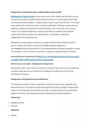nutrigenomics testing market status outlook swot