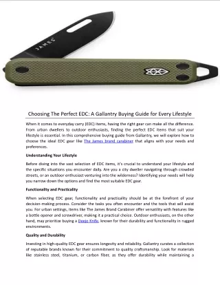 Choosing The Perfect EDC A Gallantry Buying Guide for Every Lifestyle