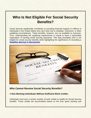 Who Is Not Eligible For Social Security Benefits?