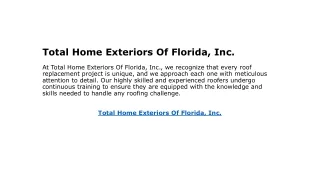 Total Home Exteriors Of Florida, Inc