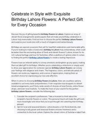 Celebrate in Style with Exquisite Birthday Lahore Flowers_ A Perfect Gift for Every Occasion