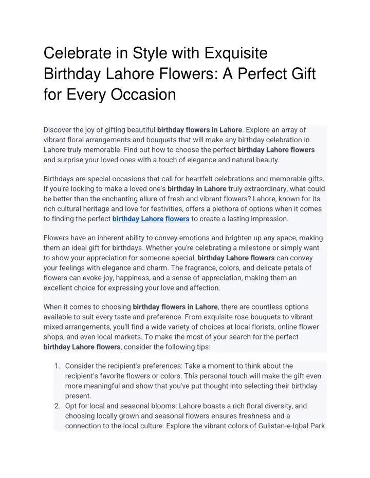 celebrate in style with exquisite birthday lahore