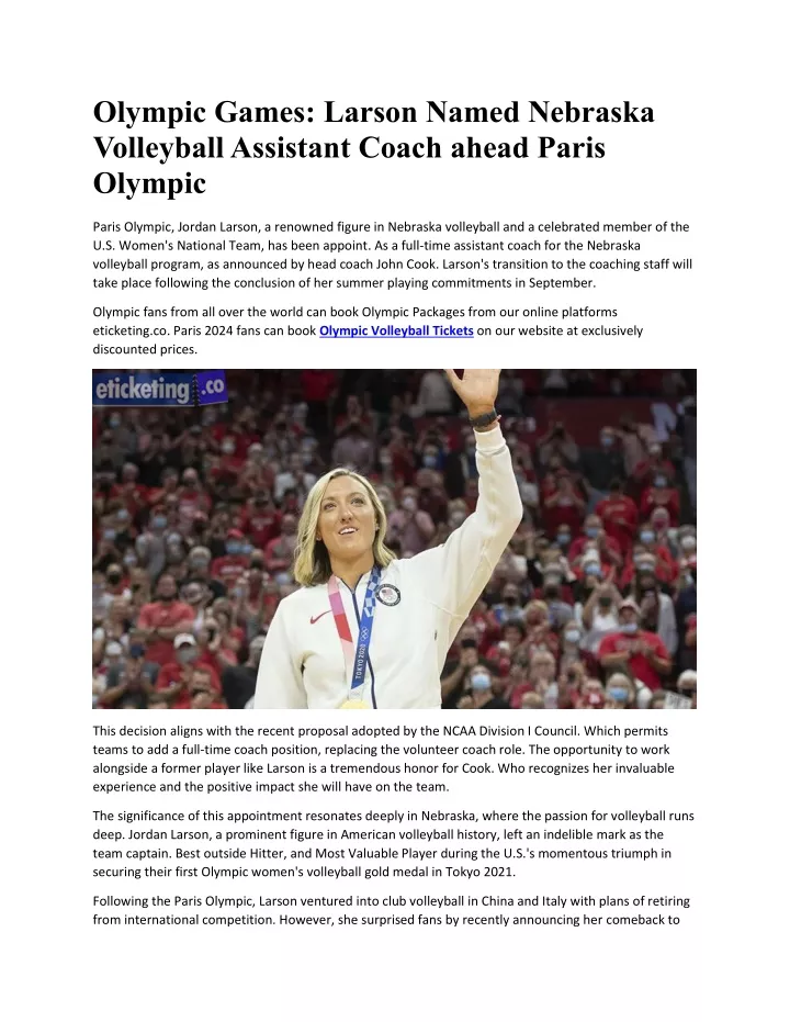 olympic games larson named nebraska volleyball