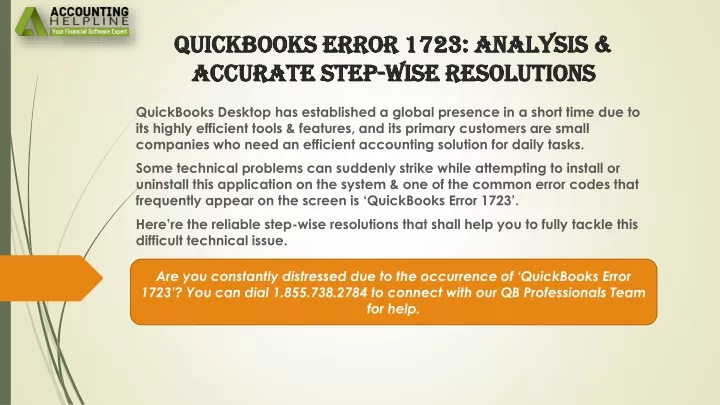 quickbooks error 1723 analysis accurate step wise resolutions