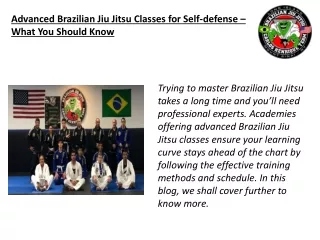 Advanced Brazilian Jiu Jitsu Classes for Self-defense – What You Should Know