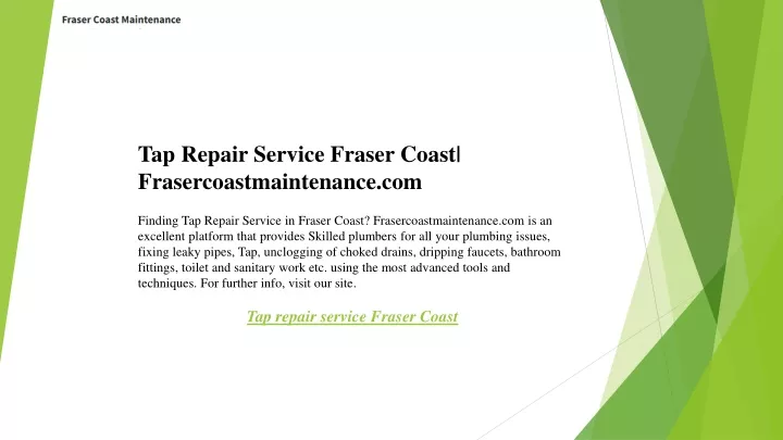 tap repair service fraser coast