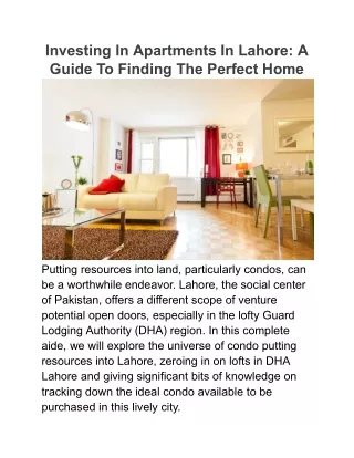 Investing In Apartments In Lahore_ A Guide To Finding The Perfect Home