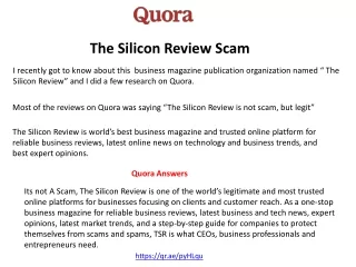The Silicon review scam