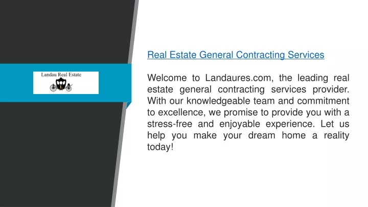 real estate general contracting services welcome