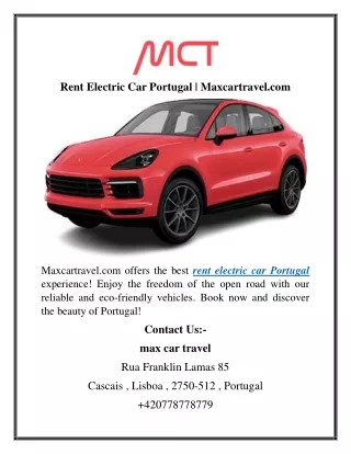 Rent Electric Car Portugal  Maxcartravel