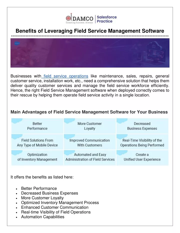benefits of leveraging field service management