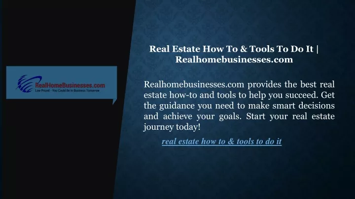 real estate how to tools