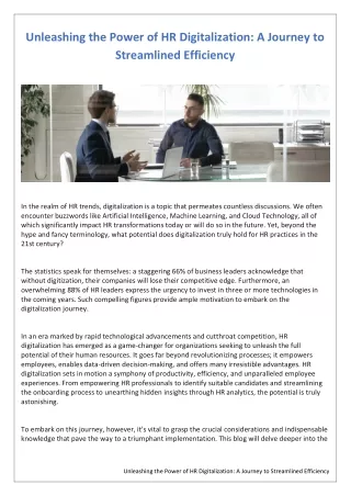 unleashing the power of hr digitalization