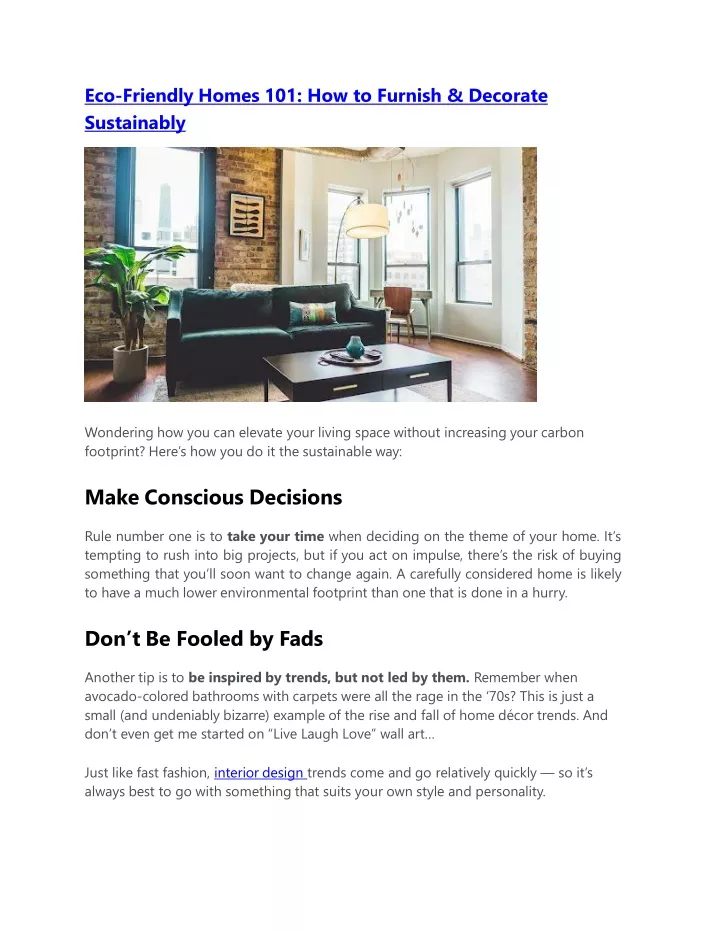 eco friendly homes 101 how to furnish decorate