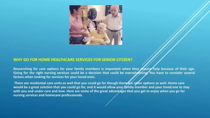 why go for home healthcare services for senior citizen