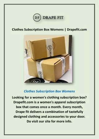 Clothes Subscription Box Womens | Drapefit.com