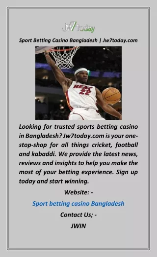 Sport Betting Casino Bangladesh  Jw7today
