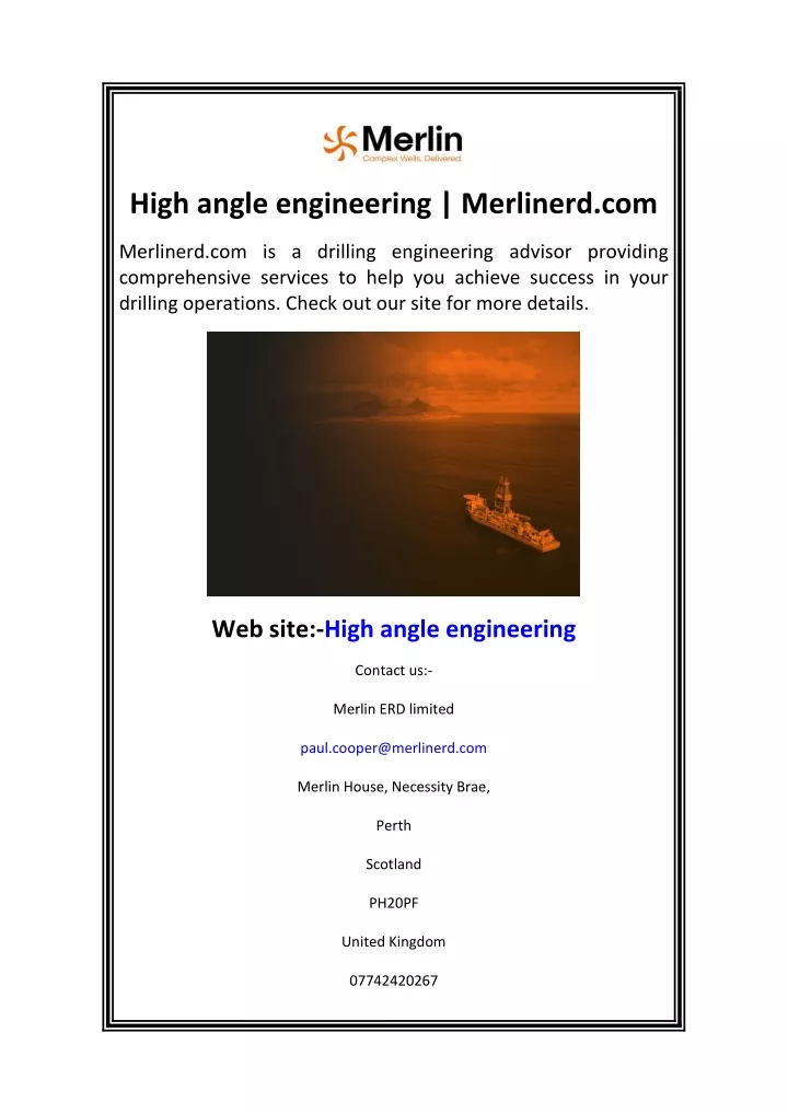 high angle engineering merlinerd com