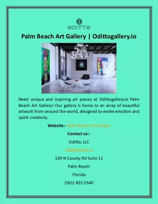 Palm Beach Art Gallery  Odittogallery.io