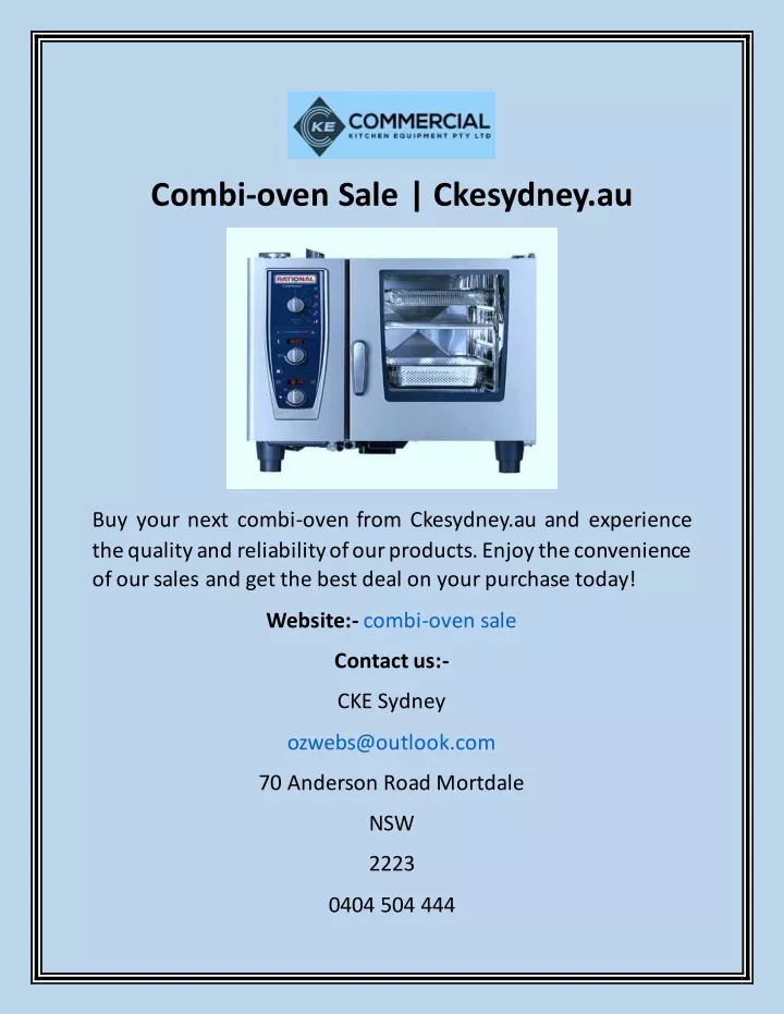 combi oven sale ckesydney au