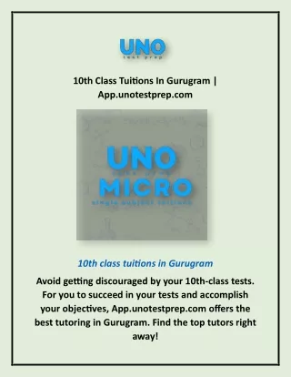 10th Class Tuitions In Gurugram | App.unotestprep.com