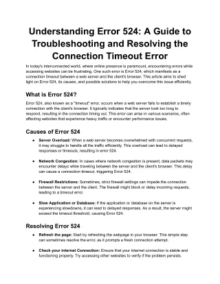 Understanding Error 524_ A Guide to Troubleshooting and Resolving the Connection Timeout Error