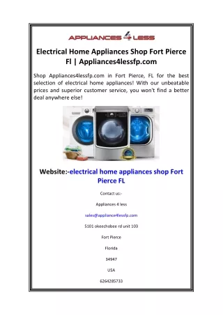 Electrical Home Appliances Shop Fort Pierce Fl  Appliances4lessfp.com