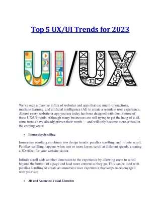 Top 5 UX & UI Trends for 2023