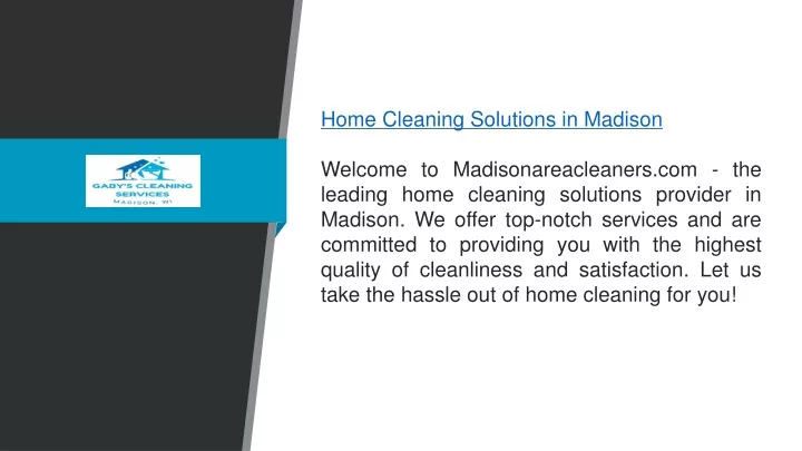 home cleaning solutions in madison welcome