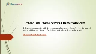 Restore Old Photos Service  Rememorie.com