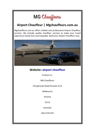 Airport Chauffeur  Mgchauffeurs.com.au