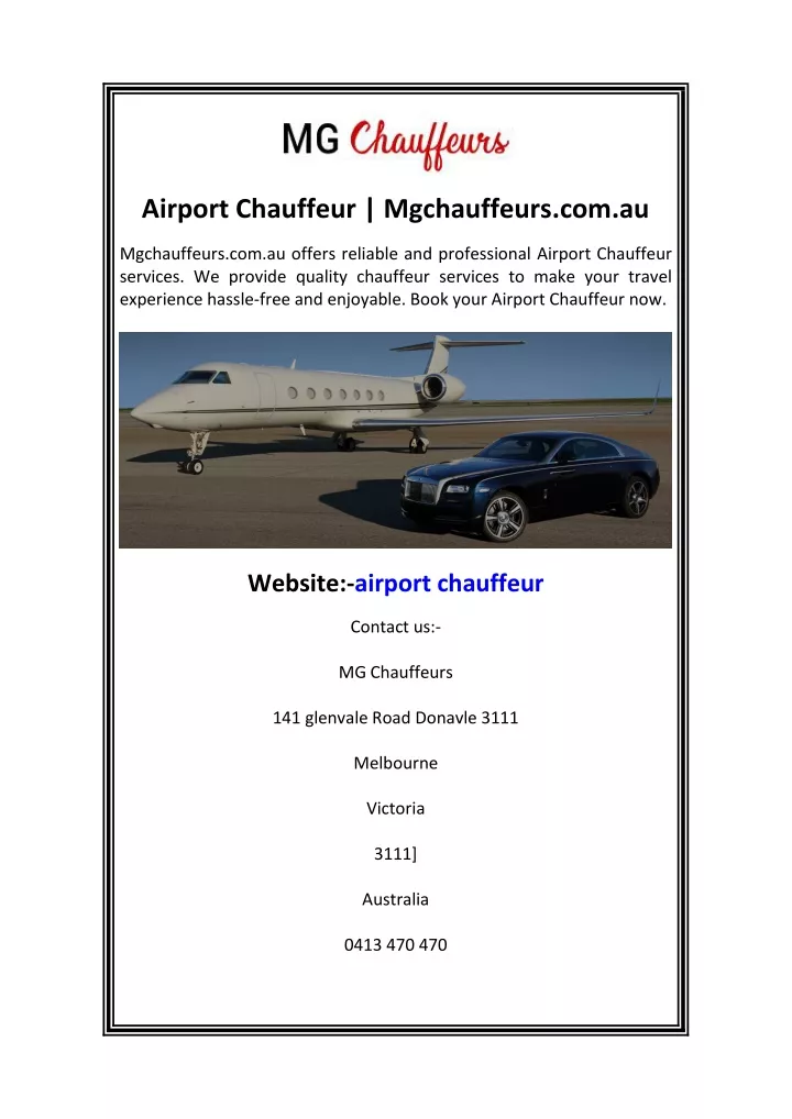 airport chauffeur mgchauffeurs com au