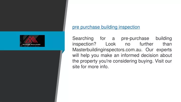 pre purchase building inspection searching