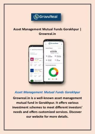 Asset Management Mutual Funds Gorakhpur | Growreal.in