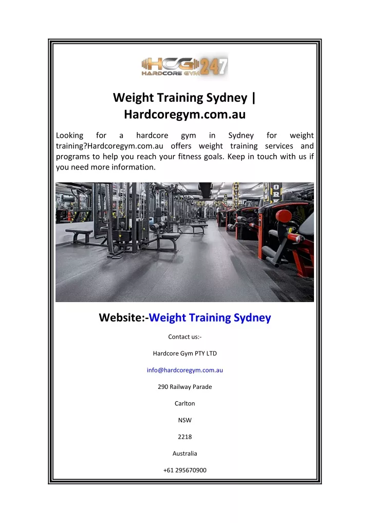 weight training sydney hardcoregym com au